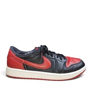 Nike Air Jordan 1 Retro Low OG Banned Bred Black Red Leather Sneakers Mens 9.5